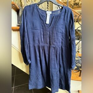 Tommy Bahama Navy Eyelet lined dress. Size S EUC.Really Cute.Perfect for Summer